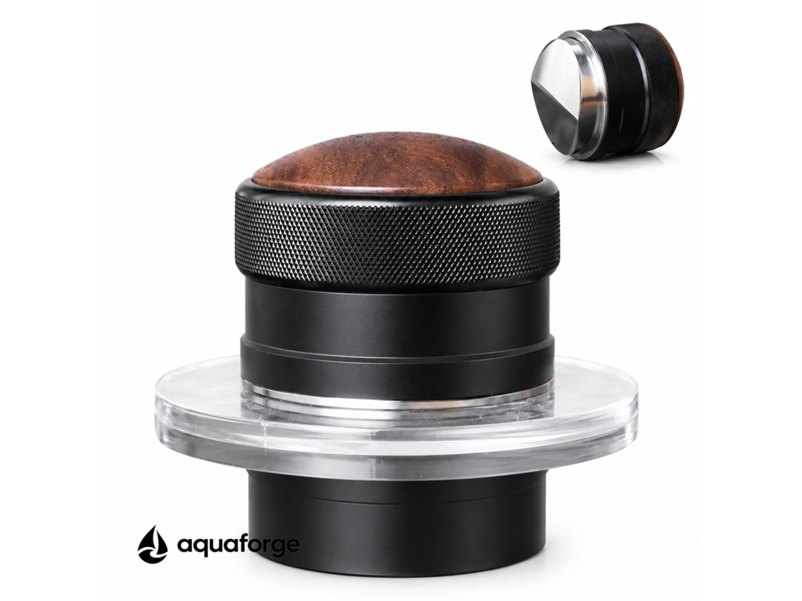Distribuidor De Café Aquaforge Com Madeira E Ajustável Para Espresso, Preto