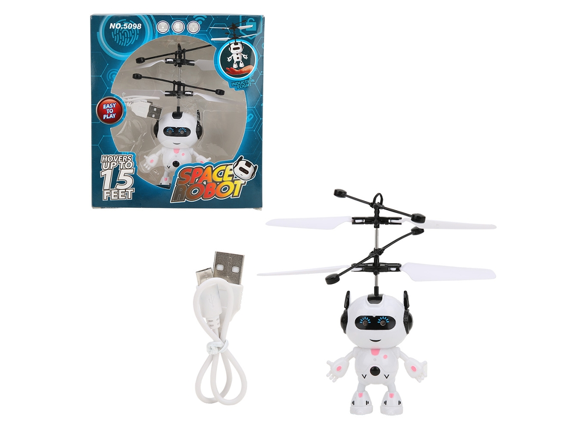 Ats juguete Robô de Suspensão Aérea com Indução Manual e Carregamento Usb para Crianças Cor Branco