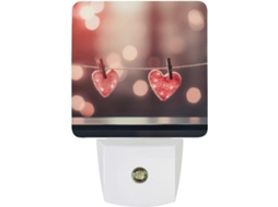 Luminária De Parede Em Formato Coração Com Sensor Crepuscular, Luz Led Branca Quente, Lâmpada De Baixo Consumo