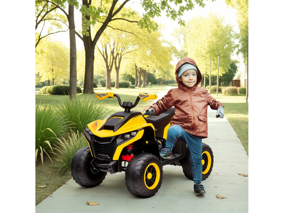 Quadriciclo Elétrico Para Crianças, 3-6 Km/h, Faróis De Led, Música, Usb, P/ 3-8 Anos, Amarelo.