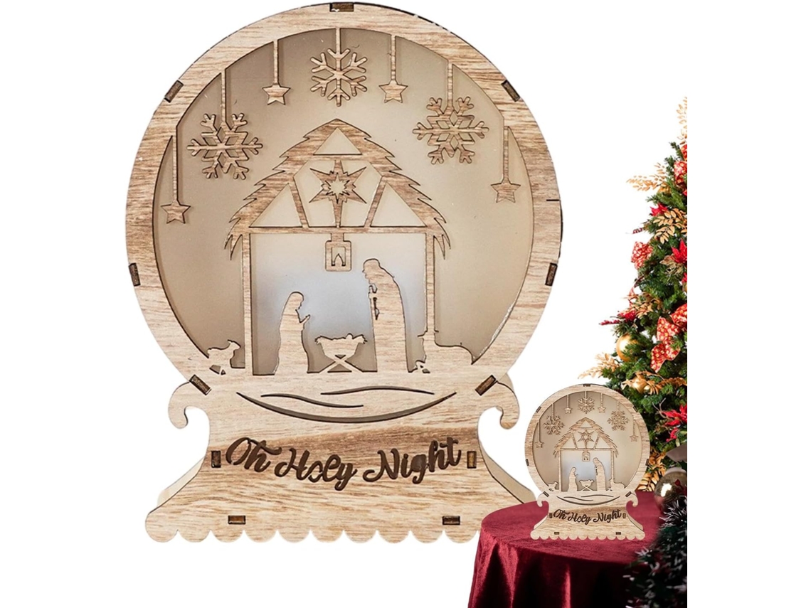 Presépio De Led, Decorações De Madeira, Natal | De Mesa, Palco Iluminado