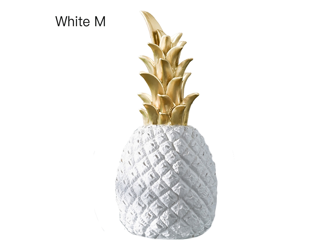 Laxiscreed Ornamento De Resina Pineapple Dourado Para Decoração E Artes, Tamanho M Branco