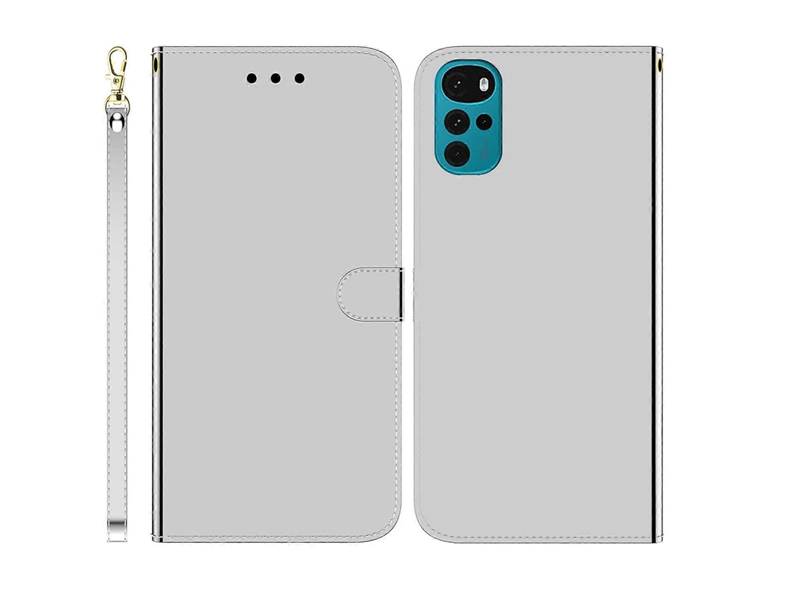 Capa De Couro Com Superfície Espelhada E Aba Horizontal Para Motorola Moto G22