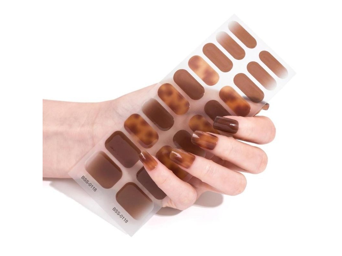 Peliculas de Esmalte Gel Semi curado 20pcs com Lixa e Palitos de Alcool Requer Lâmpada Uv/led