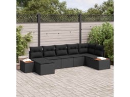 Vidaxl Conjunto De Sofá De Jardim 8 Unid. 7-número De Lugares Preto