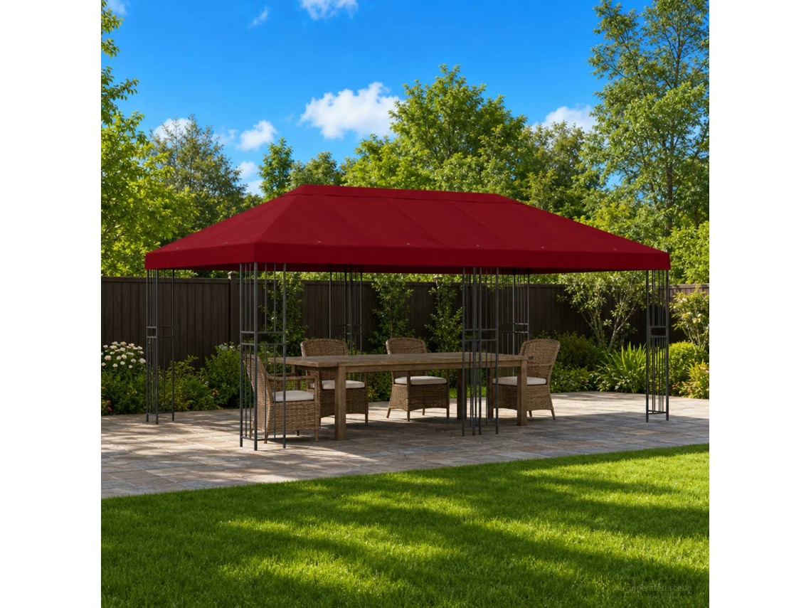 Vidaxl Gazebo De Jardim 6 X 3 M Borgonha Poliéster E Aço 190 Gsm
