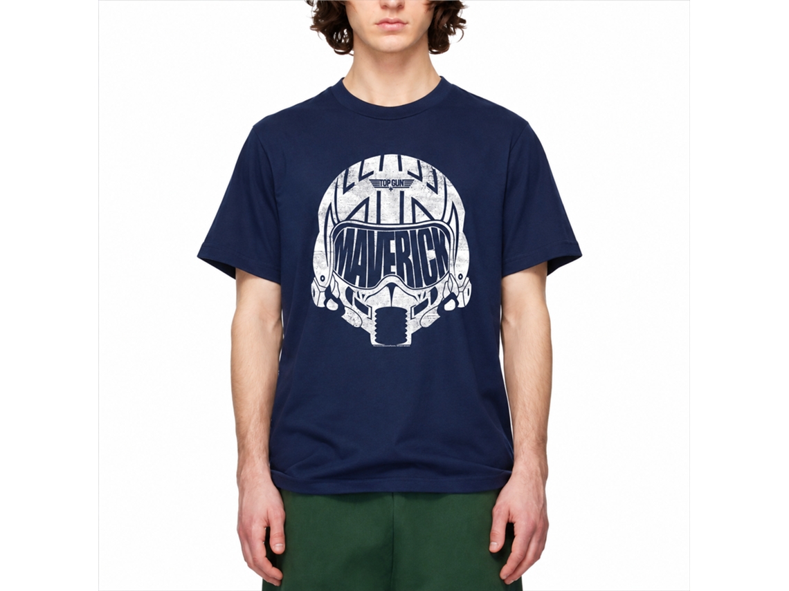 Rockinstone Top Gun Movie White Mav Helmet Navy Adult T-shirt Size:l