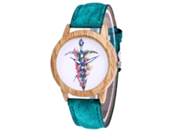 Relógio de Pulso Analógico de Quartzo com Pulseira Pu Estilo Clássico Simples Fashion (verde)