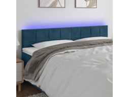 Vidaxl Cabeceira De Cama C/ Luzes Led Veludo 160x5x78/88cm Azul-escuro