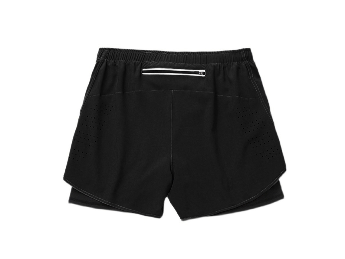 Pantalones Cortos Deportivos Para Hombre De Dos Capas Anti-exposición Con Bolsillo Cremallera Quick Dry Xl Negro
