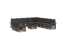 Vidaxl Conjunto De Sofá De Jardim 12 Pcs Cinzento Vime Pe