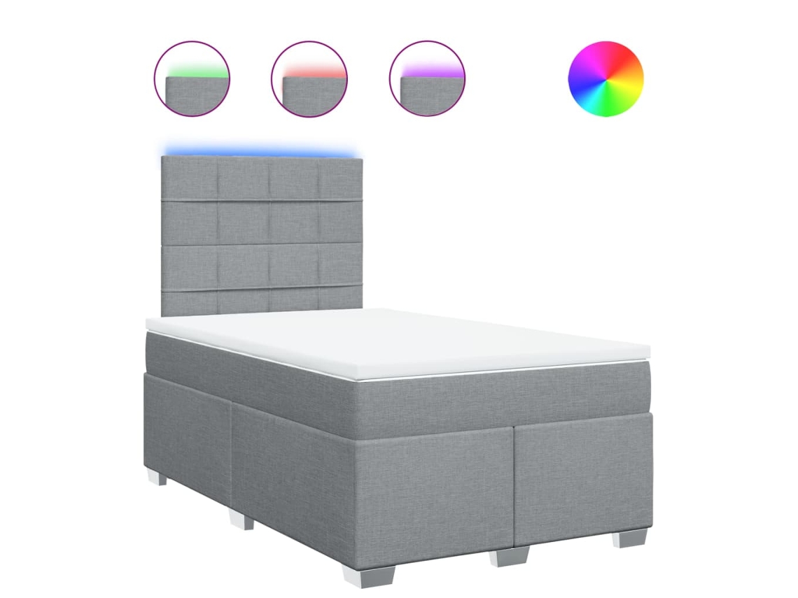 Cama Boxspring com Colchão 120x190 cm Tecido Cinzento claro MAISON EXCLUSIVE