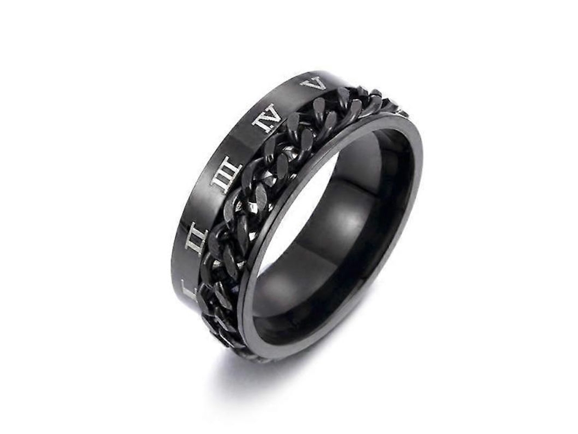 _anel Rotativo com Corrente de Aço Inoxidável Rome Digital para Homem Presente Clássico 8mm