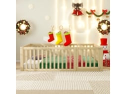 Berço Infantil 90x200 Cm Em Madeira Com Grade Protetora E Porta Liptaptyn