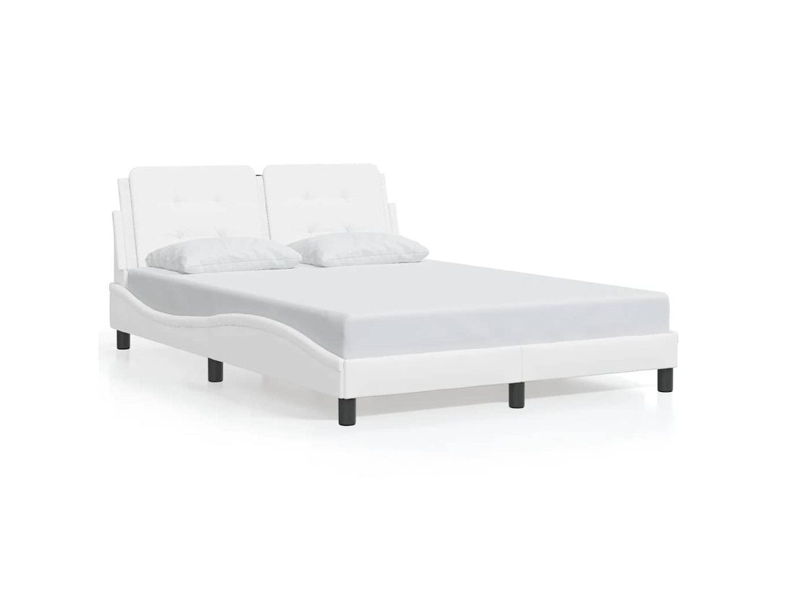 Estrutura de Cama Zadar Couro Artificial Branco 140x190 cm
