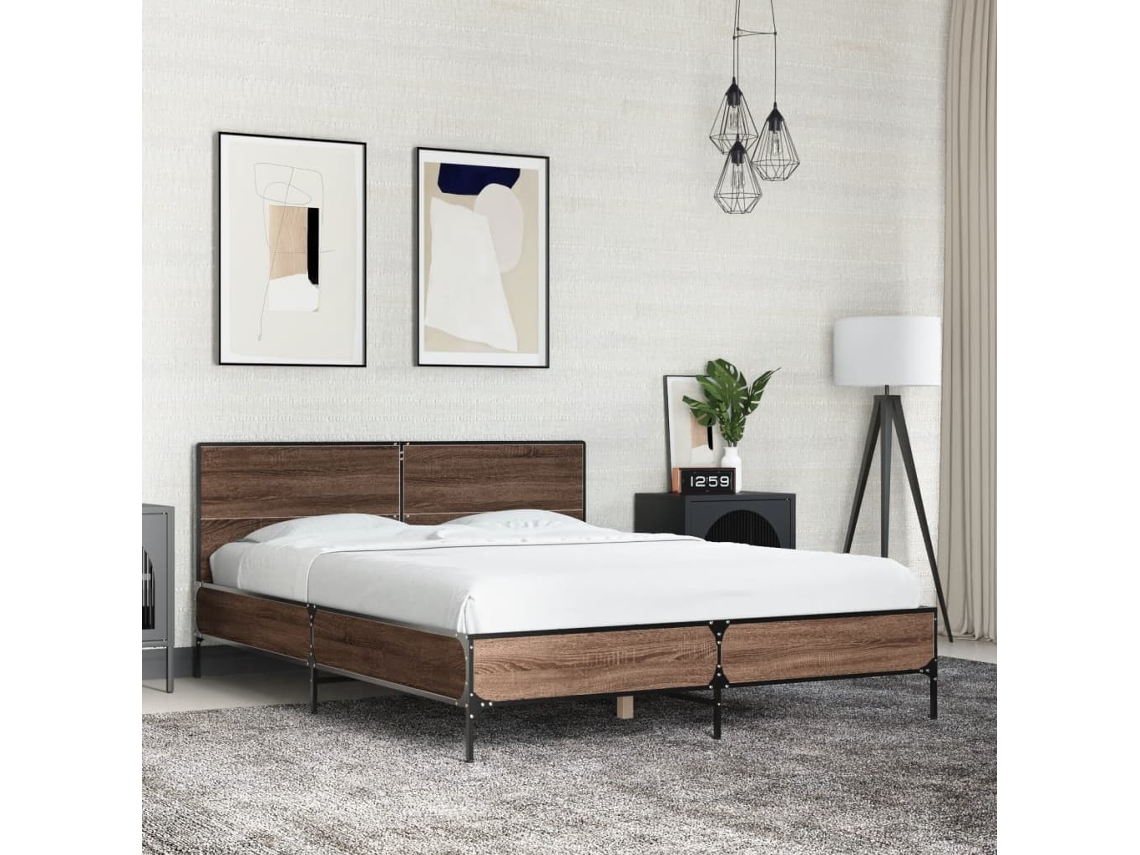 Vidaxl Estrutura De Cama 135x190cm Derivados Madeira/metal