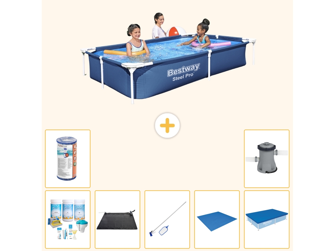 Bestway Piscina Bestway Steel Pro Retangular - 221x150x43 Cm - 8-peças S22209