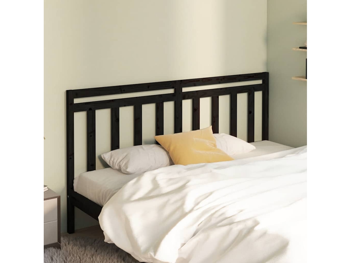 Vidaxl Cabeceira De Cama 186x4x100 Cm Pinho Maciço Preto