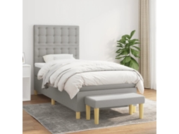 Vidaxl Cama Com Molas/colchão 100x200 Cm Tecido Cinzento-claro