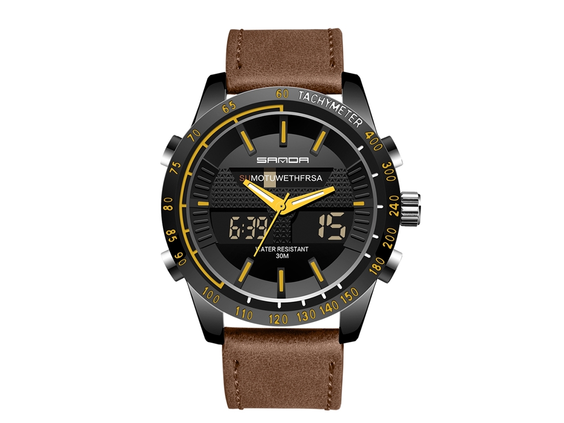 Reloj Deportivo Electrónico Juvenil Sanda Luminoso Impermeable (negro Amarillo)