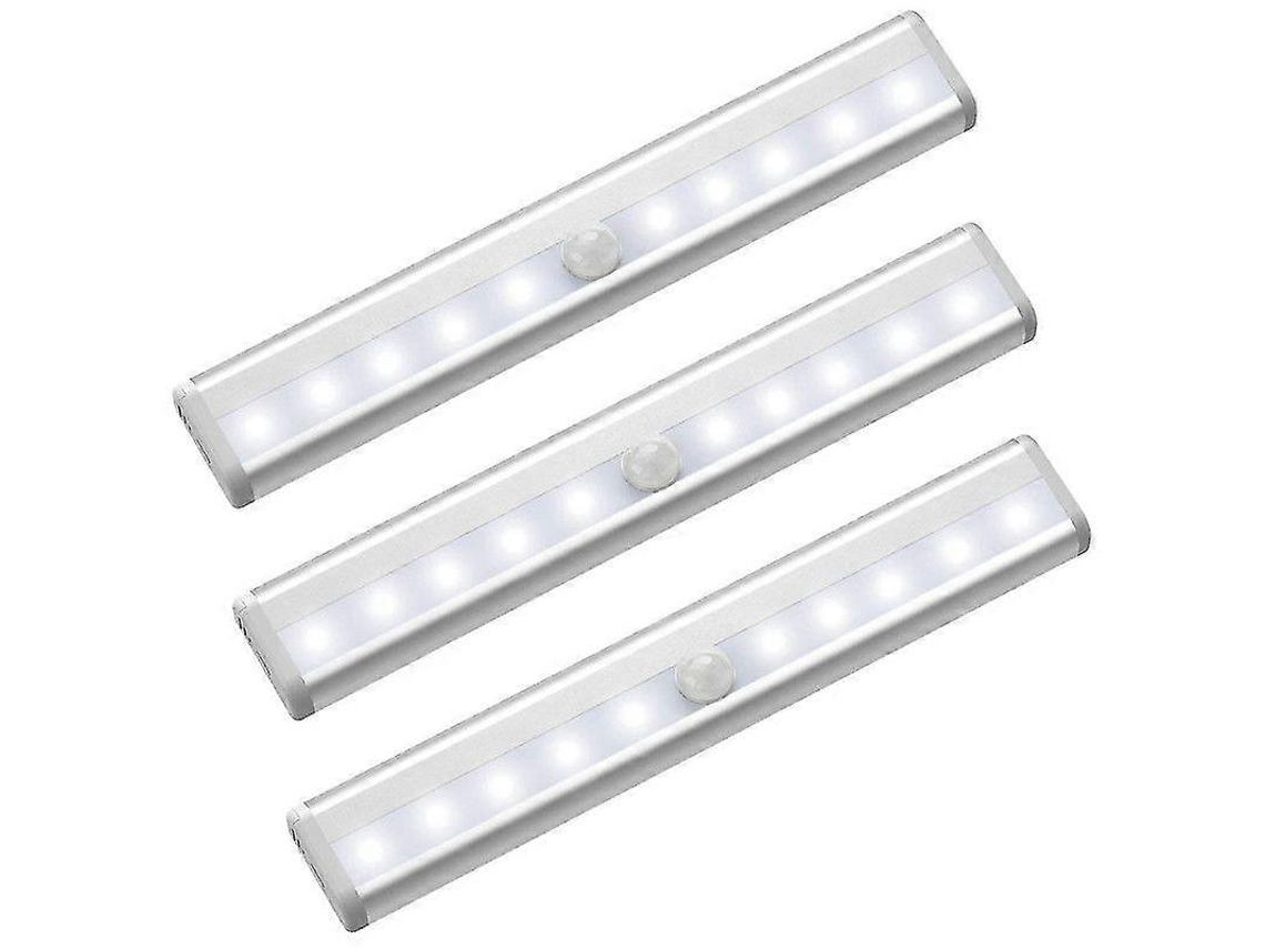Lurelia, Luz Noturna Led, Sensor Pir, Pilhas Aaa, Magnética, Autoadesiva, Auto, Branco, Pack 3, Armário, Corredor
