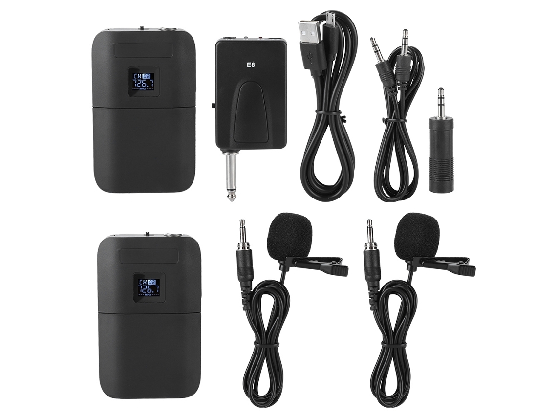 Micrófono Inalámbrico Vhf Portátil Com Clip Lapel E Receptor Transmissor
