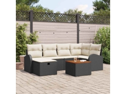 Vidaxl Conjunto De Sofá De Jardim 7 Unid. Preto Rattan Sintético