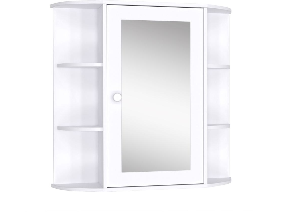 Armário Com Espelho Mdf e Vidro Cor Branco 66x17x63 cm Homcom