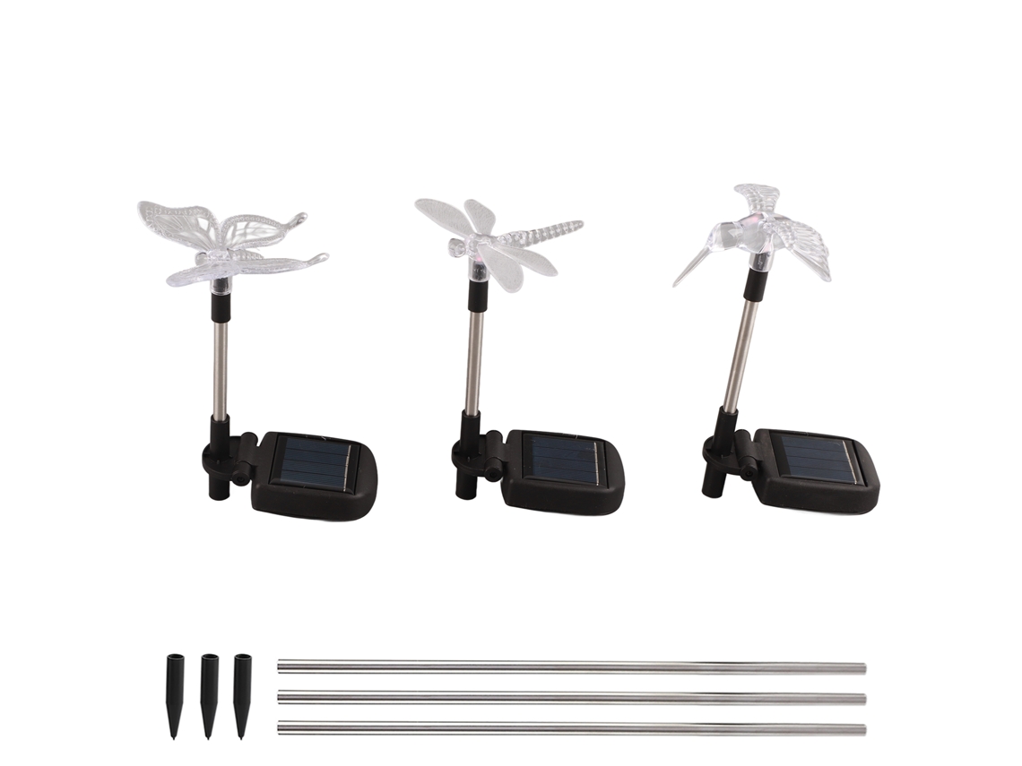 2026 3pcs Lámpara de Pila Solar Led Colorida Impermeable para Jardín, Césped Y Patio Exterior