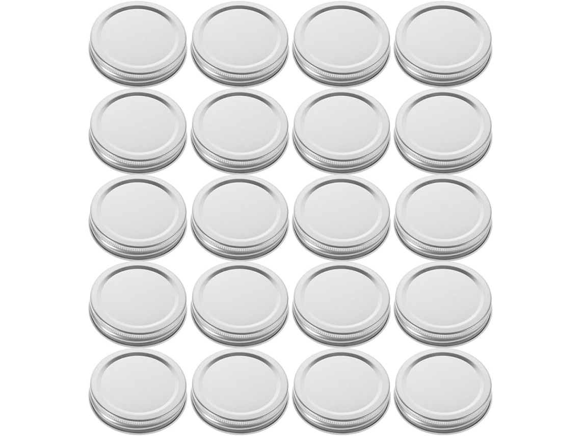 30 Tampas De Frasco Pedreiro Folha Flandres 70 Mm Reutilizáveis Vedação Boca Larga Para Preservação Alimentos Em Casa