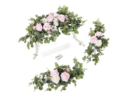 Laxiscreed Conjunto De 3 Flores Artificiais Com Fitas E Ganchos Para Decoração Rosa