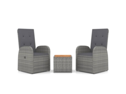 Maison Exclusive - Conjunto Lounge 3 Peças De Jardim Vime Pe/acácia Maciça Cinza