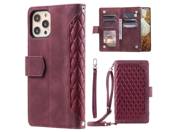 Capa Quedas Pega Para Iphone 12 Pele Sintética Com Porta-cartões Vermelho