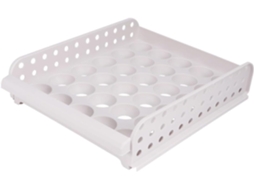 Caixa De Ovos Empilhável De Plástico Pp Branco Com 30 Compartimentos E Design Canelado.
