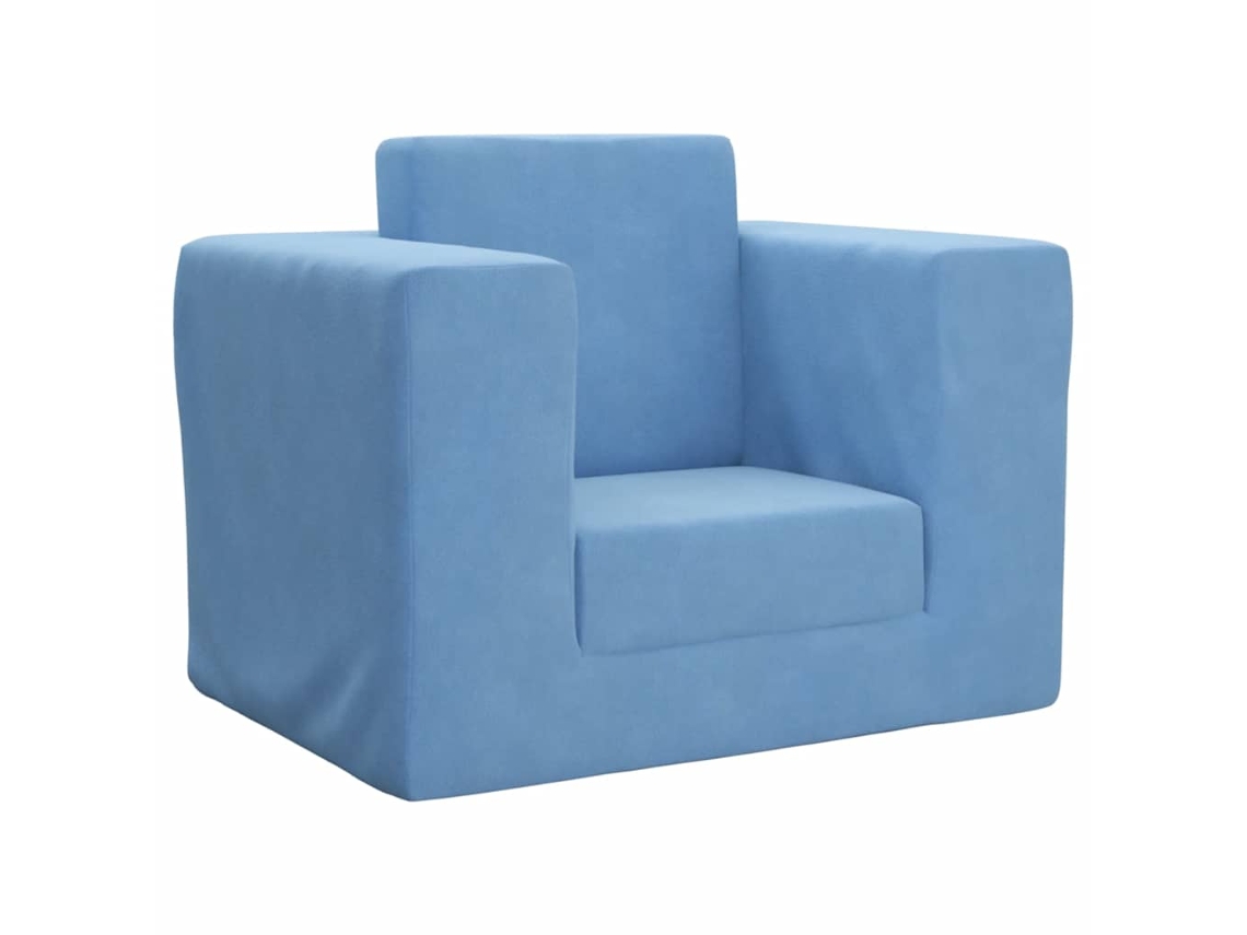 Vidaxl Sofá-cama Infantil Pelúcia Macia Azul