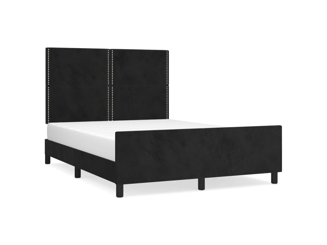 Bed Frame With Headboard, Bed Frames With Headboards Vidaxl Preto Veludo (140 X 200 Cm)