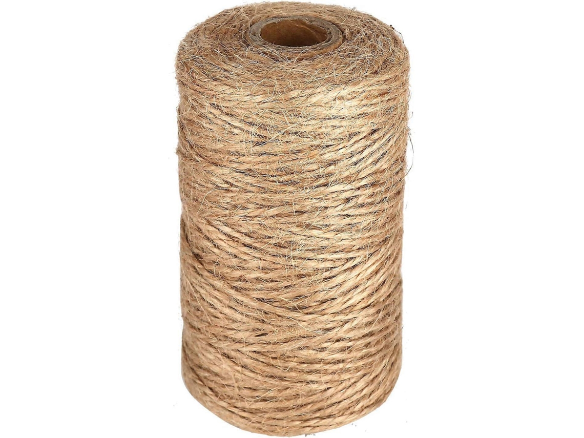 Fio de Juta Natural 100 Metros Corda de Juta Marrom Durável 1.5 Mm Biodegradável para Manufaturas, Jardim e Decoração