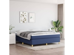 Vidaxl Cama Com Molas/colchão 160x200 Cm Tecido Azul