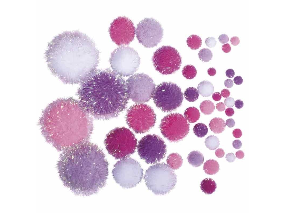 50 pompons metálicos Ø 7-38 mm - rosa Rayher