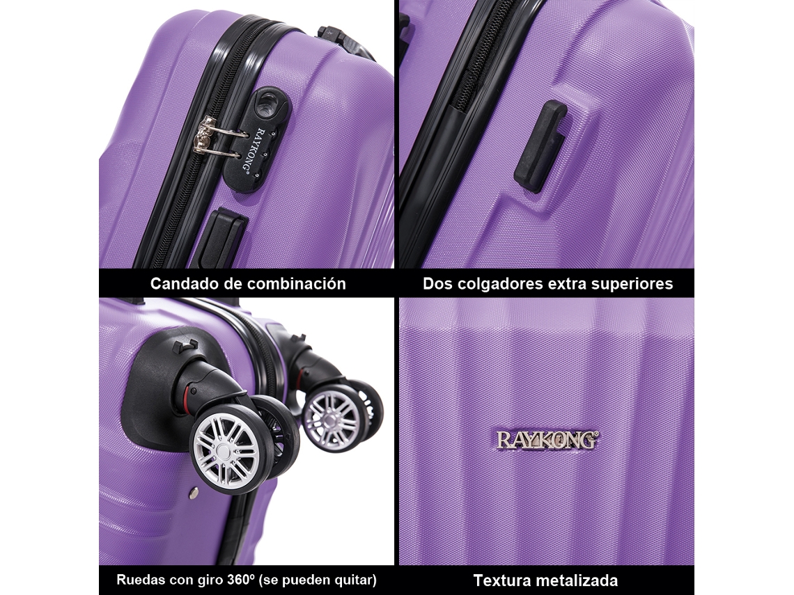 Mala Cabine RAYKONG Semi-Rígida 4 Rodas Roxo 55X38X23Cm 45L | Worten.pt