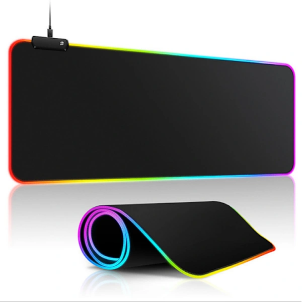 Mousepad Gamer Rgb 800×300×4mm Espesso, Tapete Estendido Para Mouse E Teclado Com Base De Borracha Antiderrapante E 7 Modos De Iluminação Brilvibera