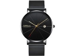 Lurelia Relógio Masculino, Movimento De Quartzo, Aço Inoxidável, Preto