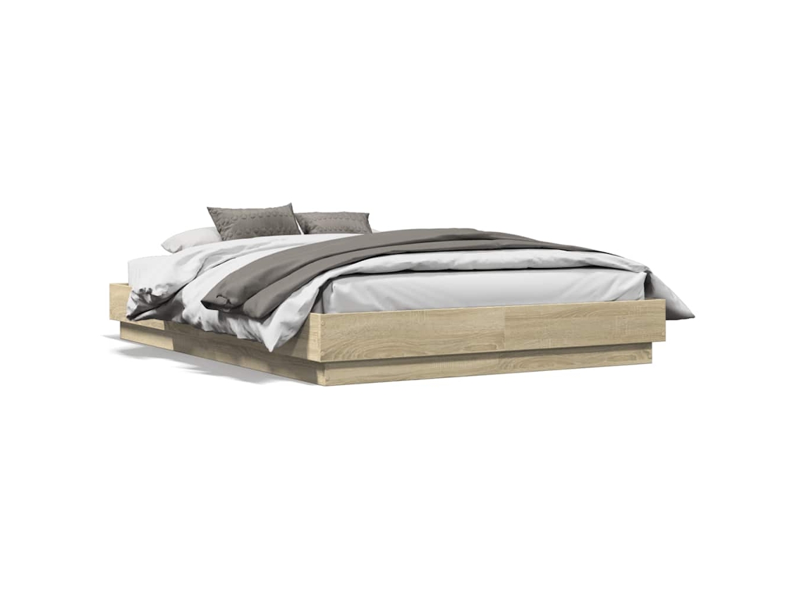 Bed Frame, Bed Frames Vidaxl Marrom Madeira Processada (140 X 190 Cm)