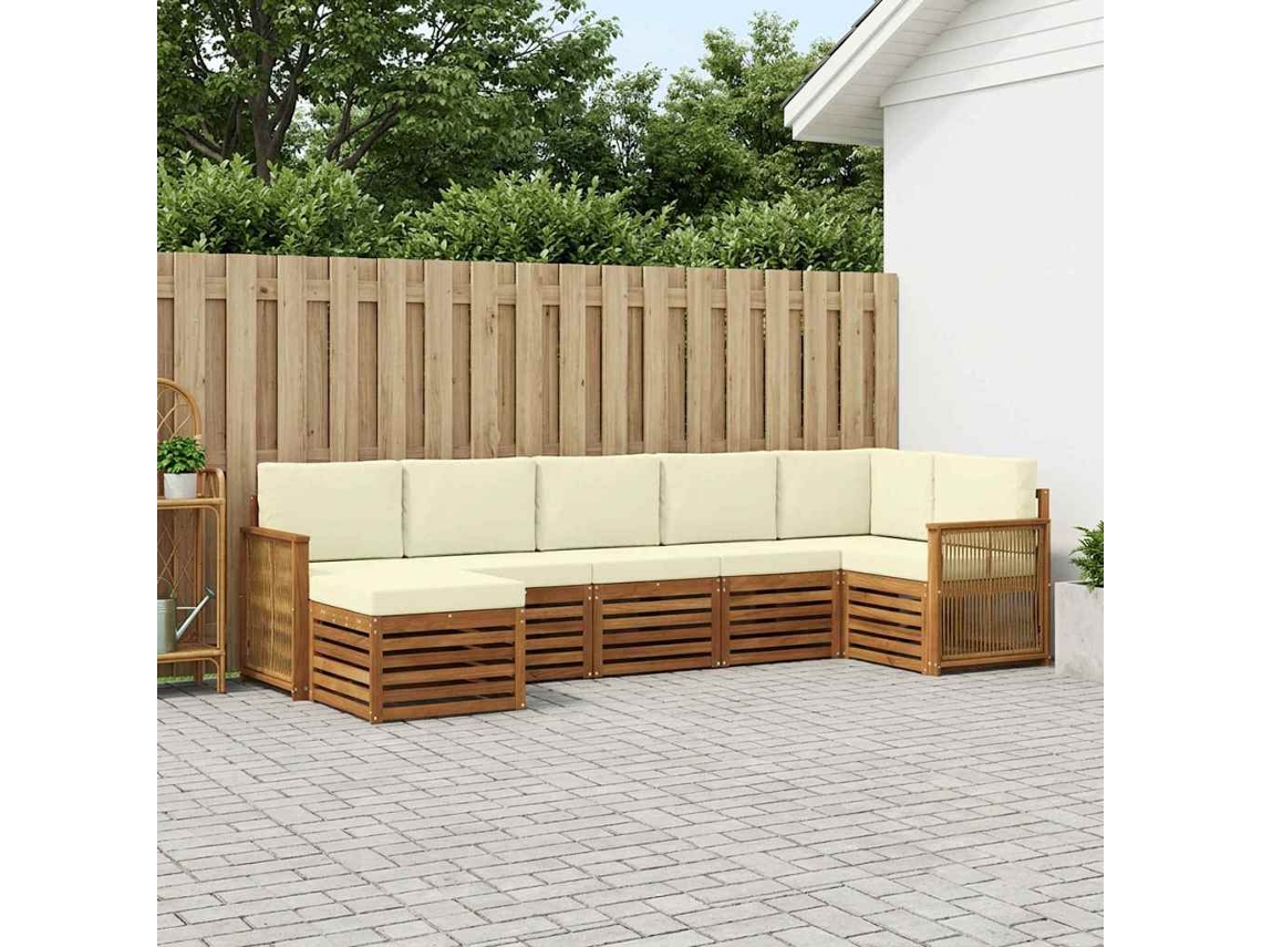 Vidaxl Conjunto De Sofás Para Exterior 6 Unid. Natural E Creme