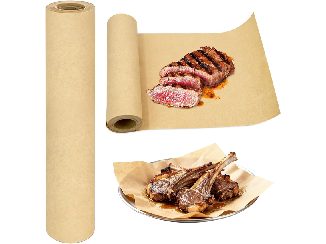 Papel Para Grelhar, 1 Rolo, 30,48 Cm X 11 M, De Polpa Madeira Resistente Ao Calor, Adequado Marrom