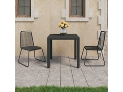 Vidaxl 3 Pcs Conjunto De Jantar Para Jardim Vime De Pvc Preto