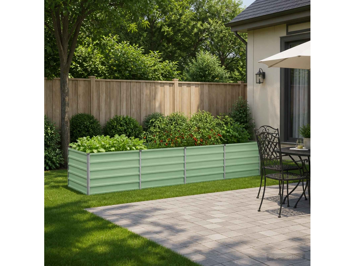 Vidaxl Cama De Jardim Elevada Verde Pastel 320 X 80 X 55 Cm