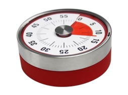 Temporizador mecânico rotativo em aço inoxidável para cozinha, com contagem regressiva manual de 60 minutos.