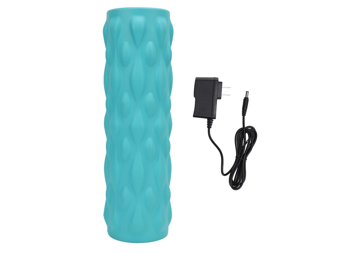 Rolo De Espuma Vibratória Elétrica Recarregável Massager De Tecido Profundo Para Relaxamento Muscular Ciano Plug Us 100-240v