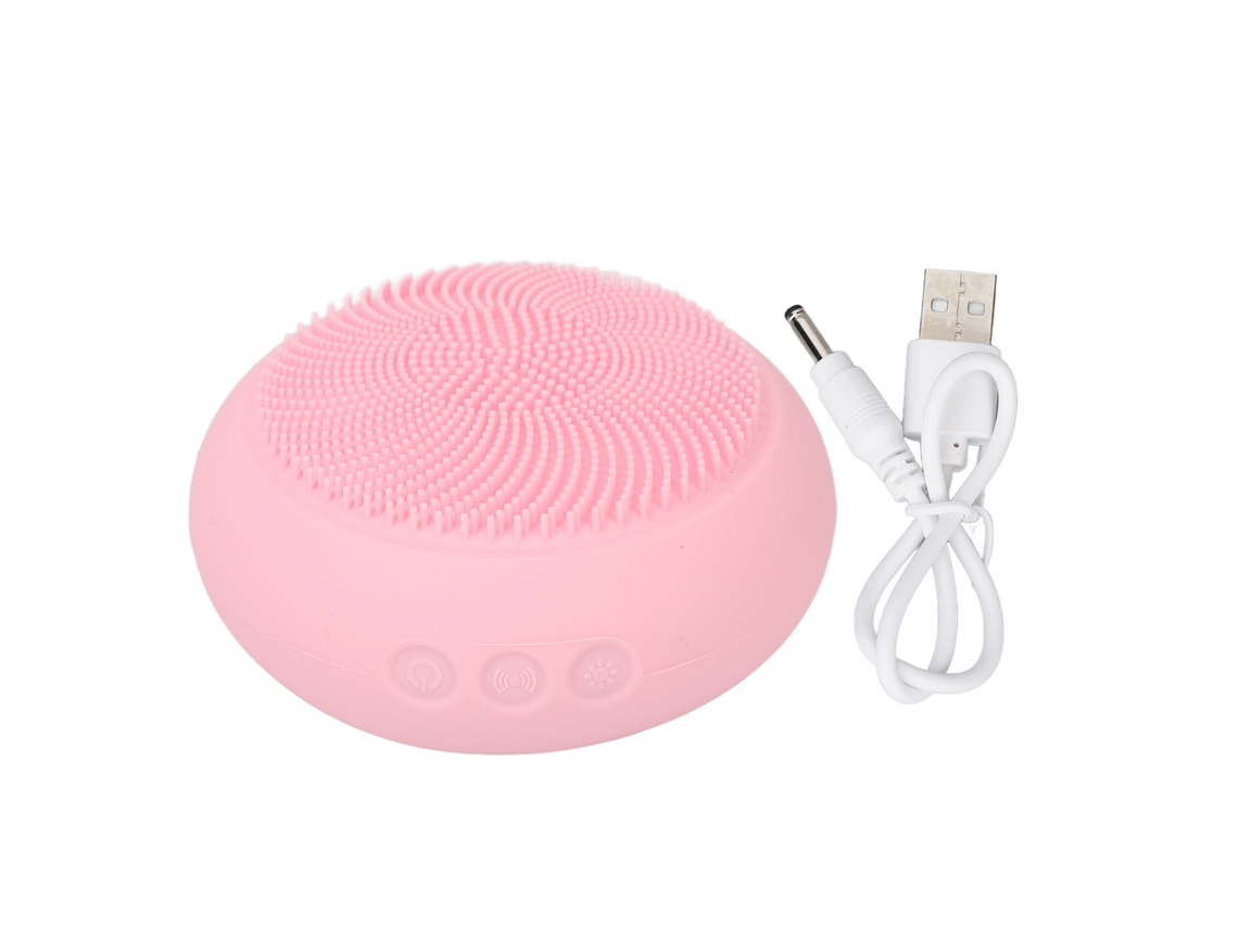 Escova De Limpeza Facial Elétrica 2 Em 1 Com Máscara Aquecida Absorção Silicone Rosa À Prova D'água